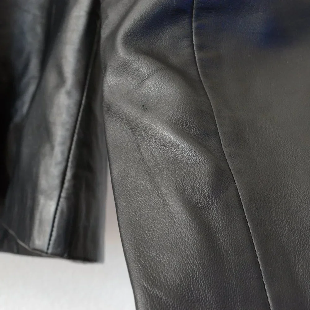 Bagatelle Black Leather Jacket Size Large Full Zip - Picture 10 of 14